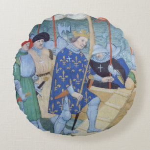 St. Louis embarking for the Crusades Round Pillow