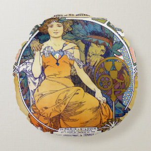 St. Louis Exhibition, Alphonse Mucha Throw Pillow