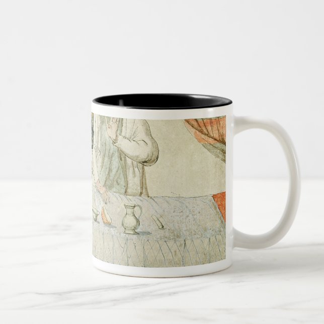 St. Louis feeding a miserly monk Two-Tone Coffee Mug (Right)