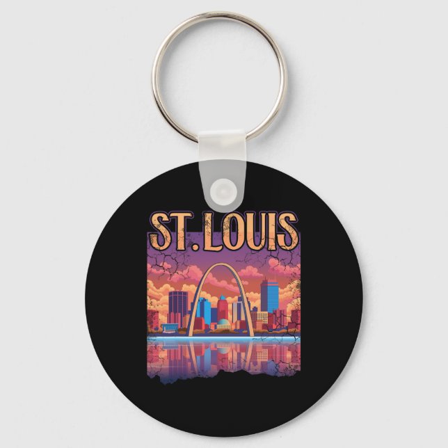 St Louis Gateway Arch Missouri Cityscape Skyline  Keychain (Front)
