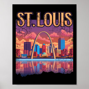 St Louis Gateway Arch Missouri Cityscape Skyline  Poster