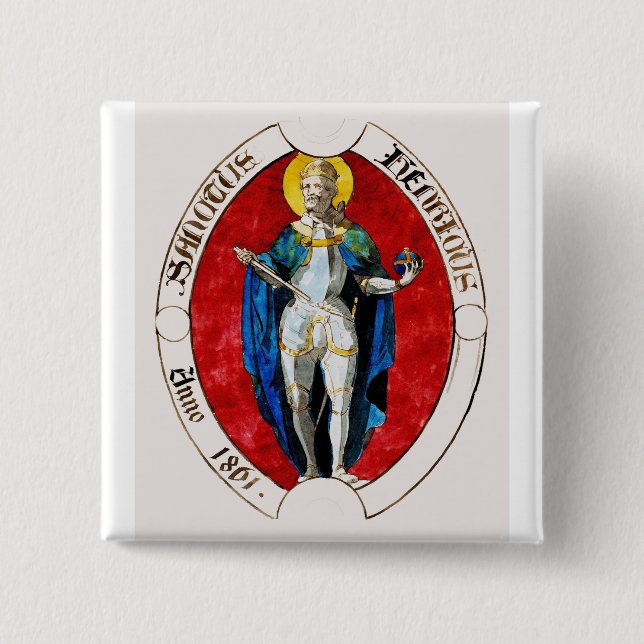 St. Louis IX of France Patron of Kings 2 Inch Square Button (Front)