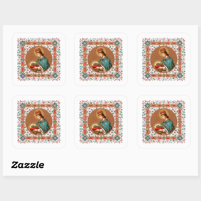 St. Louis IX with Rinceau Border (BK 065) Square Sticker (Sheet)
