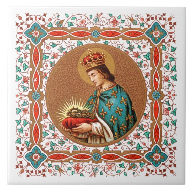 St. Louis IX with Rinceau Border (BK 065) Tile (Front)