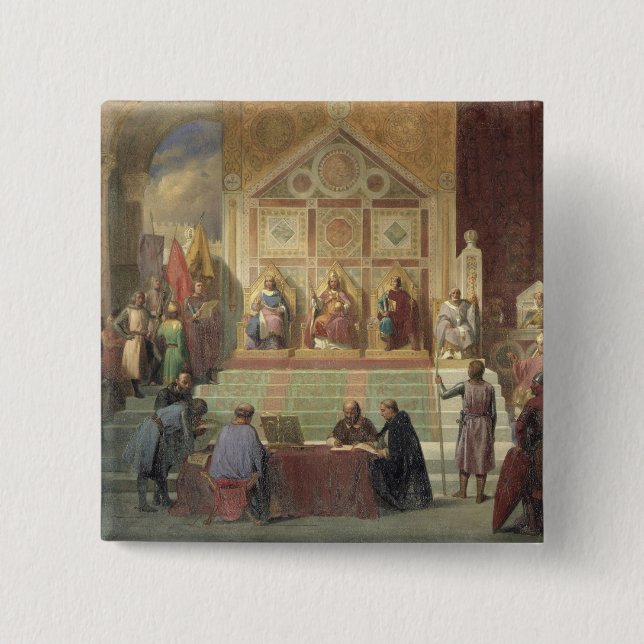 St. Louis  King of France 2 Inch Square Button (Front)