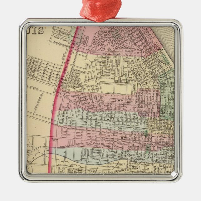 St Louis Map by Mitchell Metal Ornament (Front)
