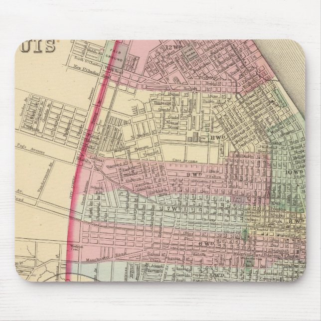 St Louis Map by Mitchell Mouse Pad (Front)