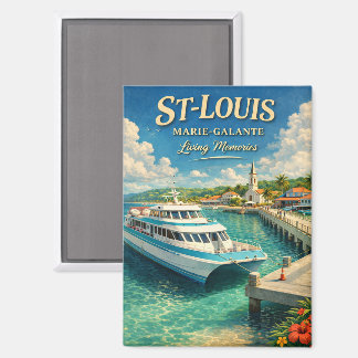 St-Louis Marie-Galante Ferry Caribbean Vintage Magnet