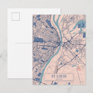 St Louis Missouri Breezy City Map Travel Postcard
