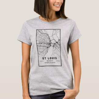 St Louis, Missouri City Map | Minimalist Art T-Shirt