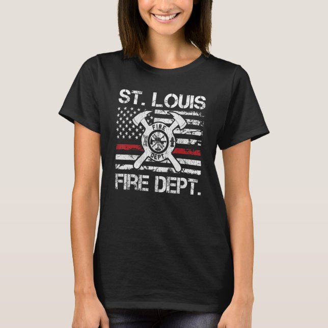 St Louis Missouri Fire Department Thin Red Line Fi T-Shirt (Front)