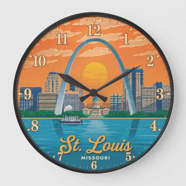 St. Louis Missouri Gateway Arch Large Clock (Front)