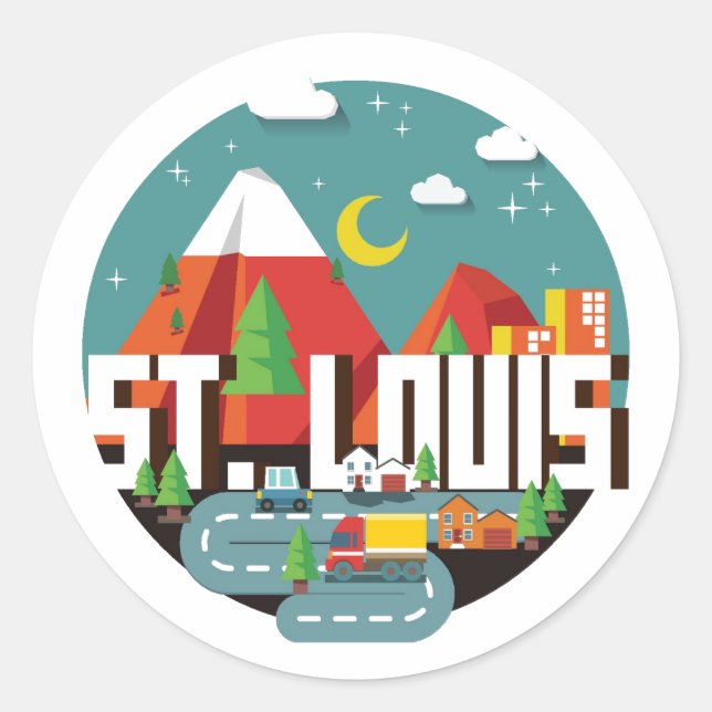 St. Louis, Missouri Geometric Design Classic Round Sticker (Front)