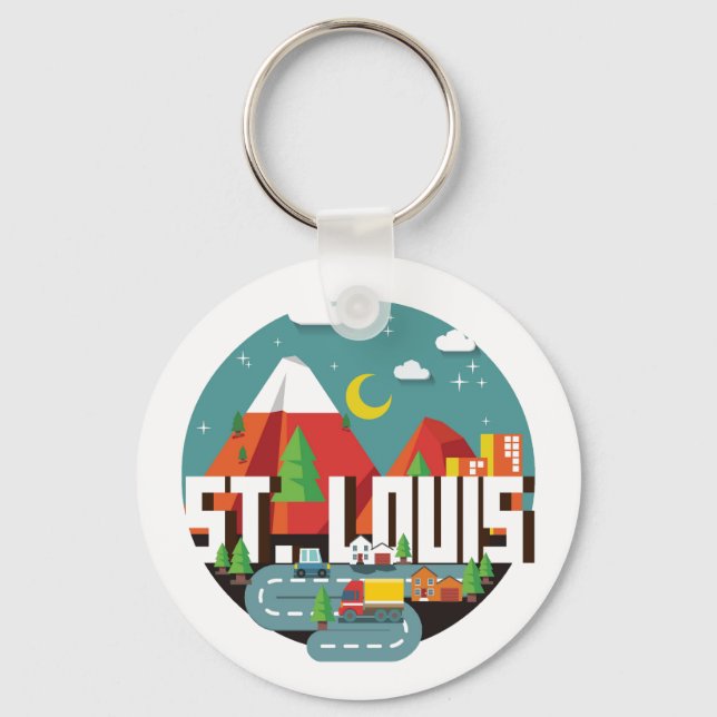 St. Louis, Missouri Geometric Design Keychain (Front)