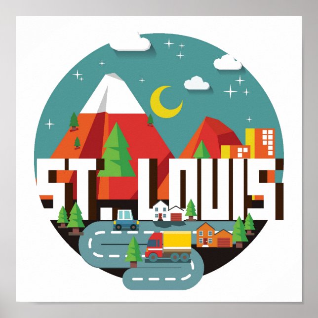 St. Louis, Missouri Geometric Design Poster (Front)