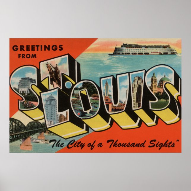St. Louis, Missouri - Large Letter Scenes 2 Poster (Front)