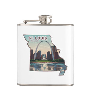 St. Louis Missouri Map Hip Flask
