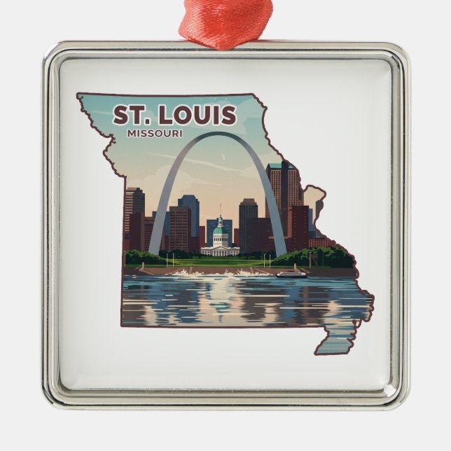 St. Louis Missouri Map Metal Ornament (Front)