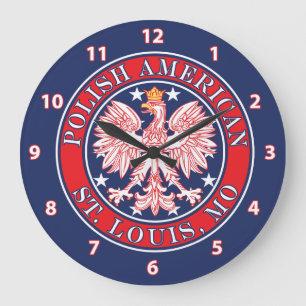 St. Louis Missouri Polish Eagle Large Clock