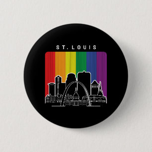 St. Louis Missouri Rainbow Flag LGBTQAI Pride 2 Inch Round Button