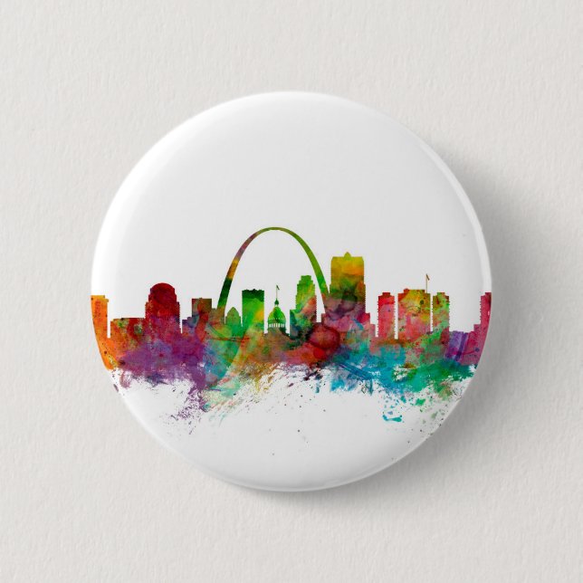 St Louis Missouri Skyline 2 Inch Round Button (Front)