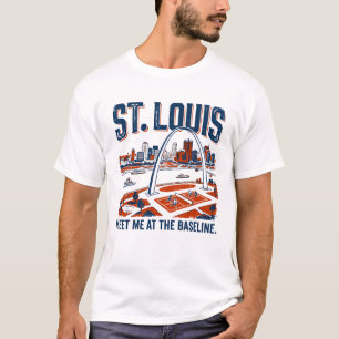 St Louis Missouri Skyline And Pickleball Court T-Shirt