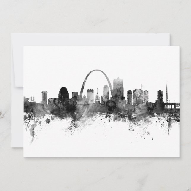 St Louis Missouri Skyline Black White Invitation (Front)
