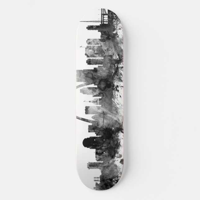 St Louis Missouri Skyline Black White Skateboard (Front)