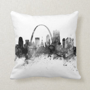 St Louis Missouri Skyline Black White Throw Pillow