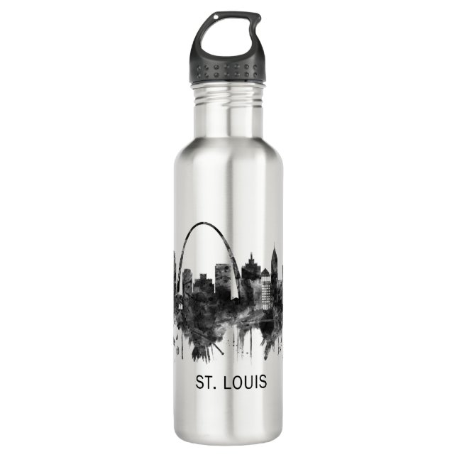 St. Louis Missouri Skyline BW 710 Ml Water Bottle (Front)