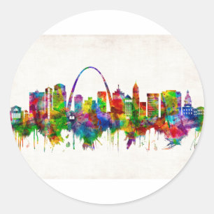 St. Louis Missouri Skyline Classic Round Sticker