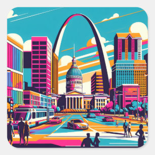 St Louis, Missouri   The Gateway Arch  Square Sticker