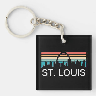 ST. LOUIS MISSOURI VINTAGE SKYLINE SUNSET KEYCHAIN