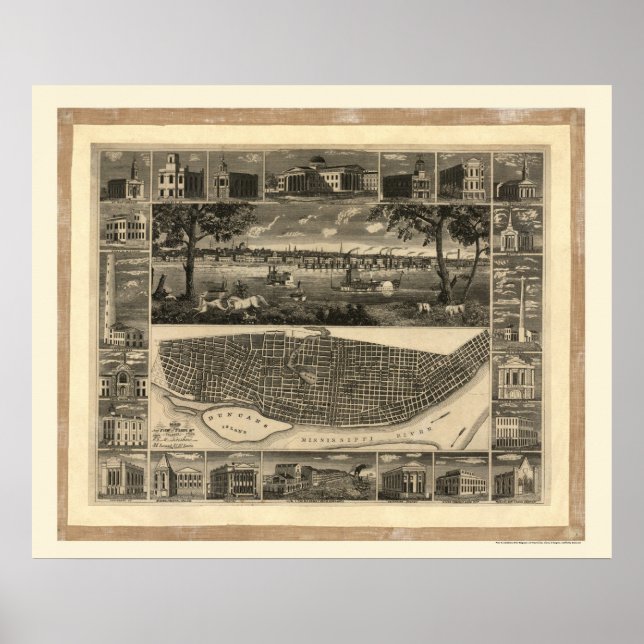 St. Louis, MO Panoramic Map - 1848 Poster (Front)