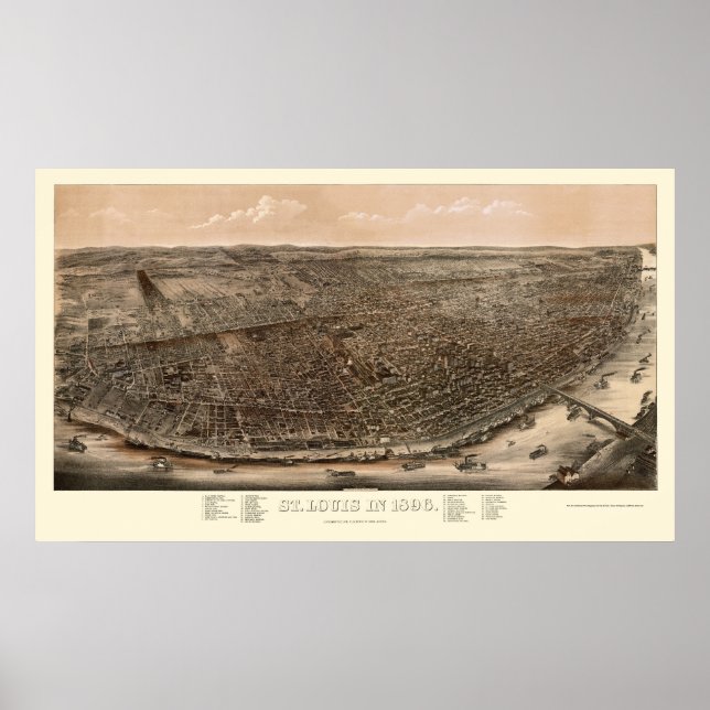 St. Louis, MO Panoramic Map - 1896 Poster (Front)