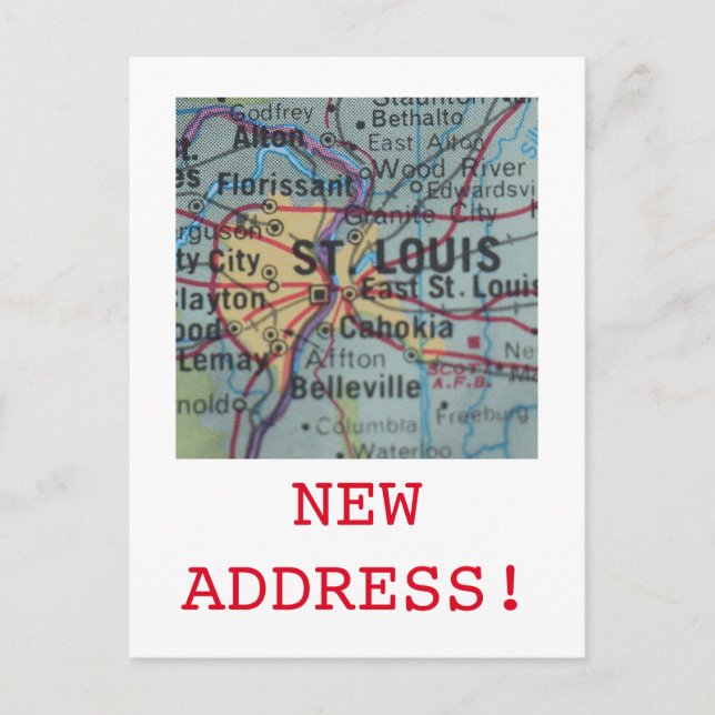 St Louis New Address announcement Postcard (Front)