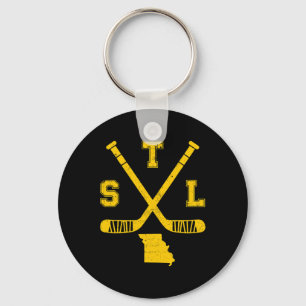 St. Louis Retro Funny Hockey Sticks State Outile S Keychain