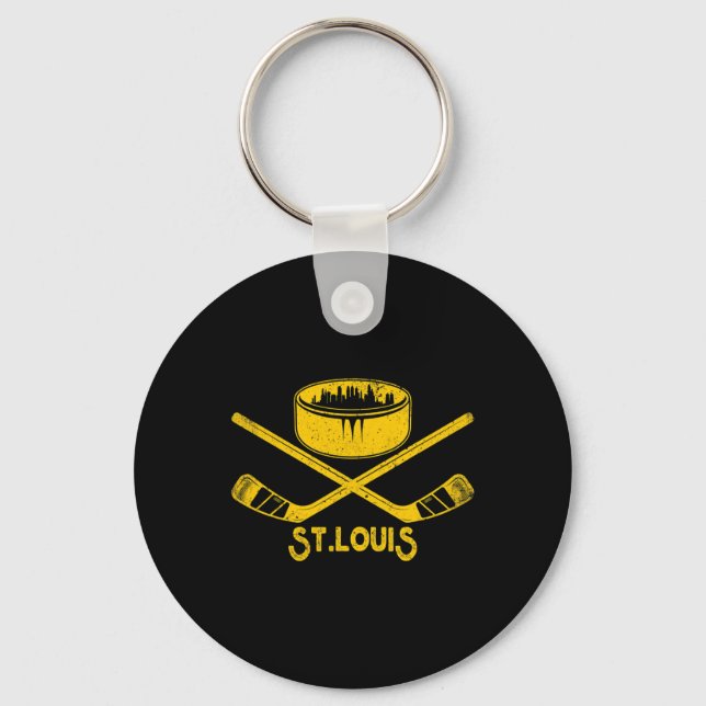 St. Louis Retro Ice Hockey Lover Sticks State Outi Keychain (Front)