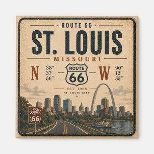 St Louis Route 66 Arch Coordinates Keepsake Magnet