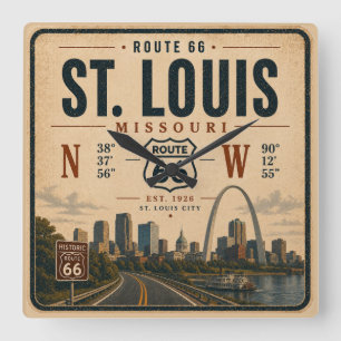 St Louis Route 66 Arch Coordinates Time Square Wall Clock