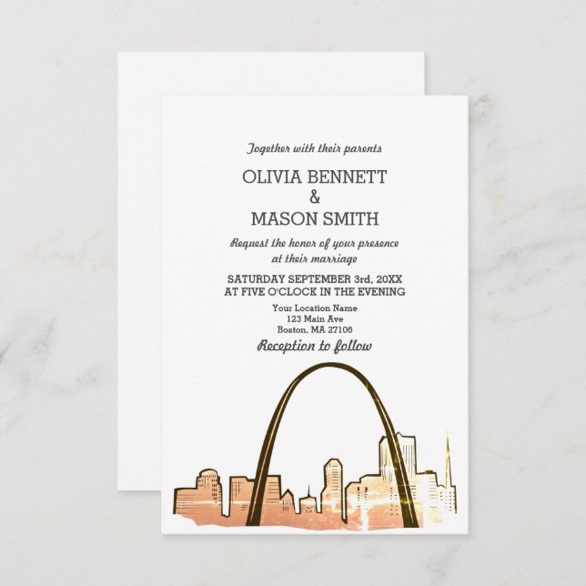 St Louis Skyline Cityscape Wedding Invitation (Front/Back)