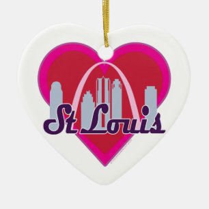 St Louis Skyline Heart Ceramic Ornament