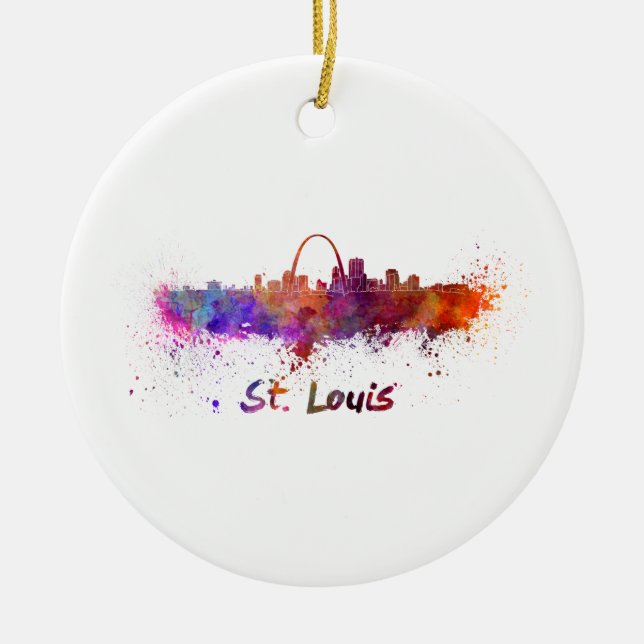 St Louis skyline in watercolor Ceramic Ornament (Front)