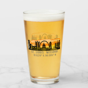 St. Louis Sunset Skyline Map Coordinates   Glass