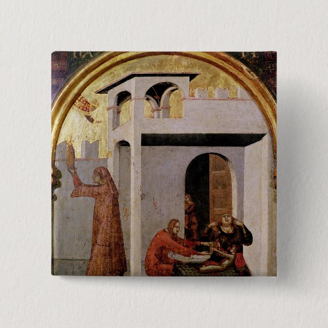 St. Louis Toulouse  appearing at bedside sick 2 Inch Square Button (Front)