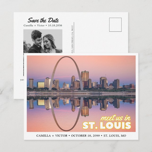 St. Louis Wedding Save the Date Retro Postcard (Front/Back)