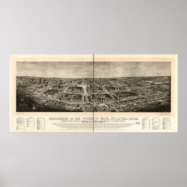 St. Louis World's Fair 1904 Antique Panoramic Map Poster (Front)