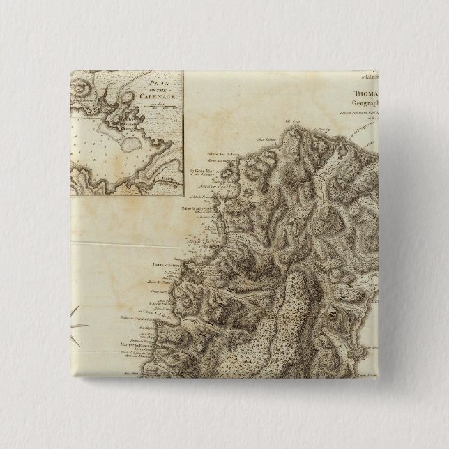 St Lucia 2 Inch Square Button (Front)