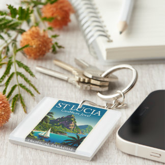 St Lucia Caribbean Jewel Keychain