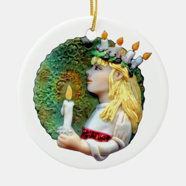 St. Lucia Day Round 2013 Ceramic Ornament JL Biel (Front)